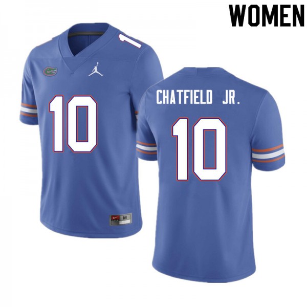Women #10 Andrew Chatfield Jr. Florida Gators College Football Jerseys Blue